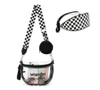 Wrangler Clear Bum Bag for Stadium Events Crossbody Bag with Pouch | Stadium Approved Clear Bag for Sports,Concerts｜Checkered See Through Bag｜0.4mm Thickened PVC｜Waterproof｜Lightweight