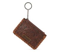 Wrangler Coin Purse for Men and Women, Small Leather Pouch for Cash, Western Card Wallet, Tooling Pouch Brown