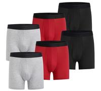 Wrangler Comfort Cotton Mens Boxer Briefs, Mens Underwear Moisture-Wicking, 6 Pk, Black/Salsa/Light Grey Heather, XL