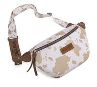 Wrangler Cow Print Crossbody Bags for Women Fanny Pack Western Belt Bum Sling Purse with Adjustable Strap, Khaki, S