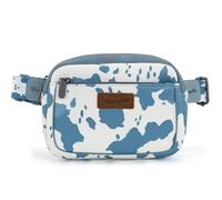 Wrangler Cow Print Waist Pack Western Belt Bag for Women with Adjustable Strap, Cow Print Blue