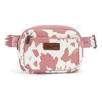 Wrangler Cow Print Waist Pack Western Belt Bag for Women with Adjustable Strap, Cow Print Light Pink