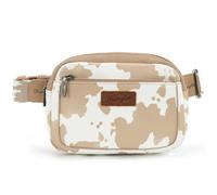 Wrangler Cow Print Waist Pack Western Belt Bag for Women with Adjustable Strap, Cow Print Tan, Small (8.5"D x 3.5"W x 6"H)
