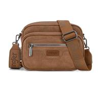 Wrangler Crossbody Bag for Women Vegan Leather Vintage Multi Pocket Crossover Bag Shoulder Pursea with Adjustable Strap, Khaki, M