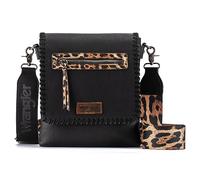Wrangler Crossbody Bags for Women Vintage Hand Woven Shoulder Purse, Pattern-rich Black