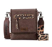 Wrangler Crossbody Bags for Women Western Woven Satchel Purse with Guitar Strap, pattern-chocolate coffee