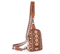 Wrangler Crossbody Sling Bags for Women Cross Body Fanny Pack Purse with Detachable Strap, B-aztec-dark Brown, Fashion