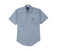 Wrangler Denim Short Sleeve Snap Shirt, Chambray, 17.5" Neck