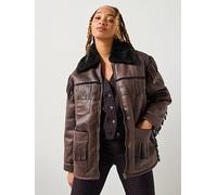 Wrangler Fringe Relaxed Fit Jacket Brown M Women