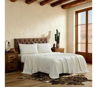 Wrangler - Full Sheet Set with Fitted Sheet & Pillowcases, Soft & Lightweight Bedding, Deep Pocket, Steer Head Stripe Brown
