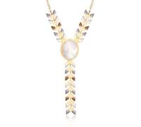 Wrangler Gold Western Y Necklace for Women Statement 14K Country Natural Stone Cowgirl Boho Jewelry, Stainless Steel, Quartz