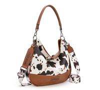 Wrangler Hobo Bags Large Crossbody Bag for Women Shoulder Purse Handbags with Adjustable Strap, Cow Print - Brown, Large