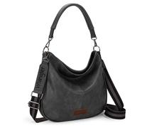 Wrangler Hobo Bags Medium Crossbody Bags for Women Shoulder Purses with Striped Cotton Straps, Pebble Grey, Hobo Bag