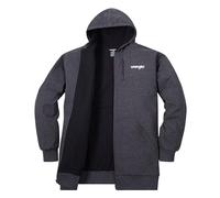 Wrangler Hoodies for Men Big and Tall - Thermal Lined Zip Up Sweatshirt, Charcoal Heather/Black, 5XL Plus Tall