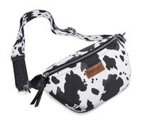 Wrangler Large Fanny Packs for Women Cow Print Belt Bag Crossbody Sling Purse with Adjustable Long Strap, Black, L