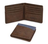 Wrangler Leather Bifold Wallet for Men Slim - Front Pocket Minimalist Western Wallet with Card Holder, Money Slot & Credit Card Organizer, Stylish Gift for Men, Brown