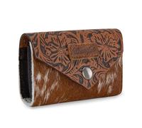 Wrangler Leather Credit Card Wallet Men and Women, Small Pouch for Cash, Western Card Wallet, Cowhide-Brown