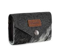 Wrangler Leather Credit Card Wallet Men and Women, Small Pouch for Cash, Western Card Wallet, Cowhide-Black