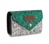 Wrangler Leather Credit Card Wallet Men and Women, Small Pouch for Cash, Western Card Wallet, Cowhide-Turquoise