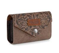 Wrangler Leather Credit Card Wallet Men and Women, Small Pouch for Cash, Western Card Wallet, Embossed-Khaki
