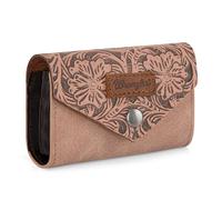 Wrangler Leather Credit Card Wallet Men and Women, Small Pouch for Cash, Western Card Wallet, Embossed-Pink