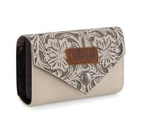 Wrangler Leather Credit Card Wallet Men and Women, Small Pouch for Cash, Western Card Wallet, Embossed-Beige