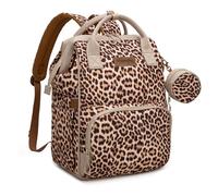 Wrangler Leopard Print Backpack Multifunction Baby Travel Bag with Changing Pad, Stroller Straps and Pacifier Case WG2204-91103LP-BR