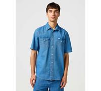 Wrangler male Western Denim Shirt - L - Blue Denim, Blue Denim