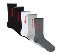 Wrangler Men’s Cushioned Sport Socks | Pack of 5 Running Socks for Men | Breathable Cotton Blend | Mens Socks for Everyday Comfort | Crew Length, Black/White/Grey Marl/Charcoal Marl, Size 6-8.5