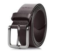 Wrangler Men’s Full Grain Genuine Leather 35mm Thick Casual Belt for Jeans, Pants, 35mm Brown, 33-34W