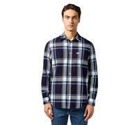 Wrangler Men's 1 Pkt Shirt, Large Indigo Plaid, S