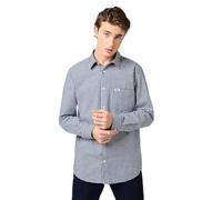 Wrangler Men's 1 Pkt Shirt, Navy Gingham, L