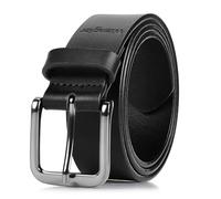 Wrangler Men’s Full Grain Genuine Leather 35mm Thick Casual Belt for Jeans, Pants, 35mm Black, 34 (waist 31-32)