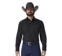 Wrangler Men's 75214bkt button down shirts, Black, XXL Tall UK