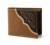 Wrangler Men's Bifold Wallet with Flip-Out ID Window, Genuine Leather, Gift for Him, Brown, One size