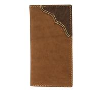 Wrangler Men's Bifold Wallet with Contrast Corner Patch, Genuine Leather, Gift for Him, Contrast Tab/Cognac Brown, One Size, Classic