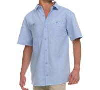 Wrangler Button Up Shirts for Men Big and Tall - Chambray Woven Short Sleeve Casual Shirt, Light Chambray, 3X
