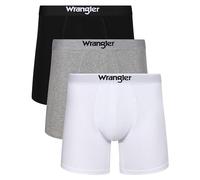 Wrangler Men's Boxer Shorts in Black/White/Grey | Soft Touch Organic Cotton Mid Length Trunks with Stretchy Elasticated Waistband | Comfortable and Breathable Underwear - Multipack of 3