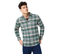 Wrangler Mens Brushed 1 Pkt Shirt, Green Birch, M UK