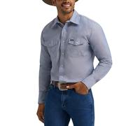 Wrangler Men's Cowboy Cut Western Chambray Snap Long Sleeve Work Shirt, Light Chambray, Large