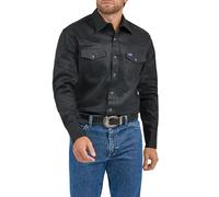 Wrangler Men's Cowboy Cut Western Two Pocket Long Sleeve Snap Work Shirt - Firm Finish - B&t - Black - 3XB