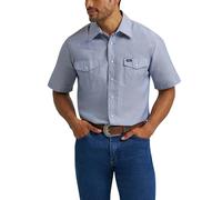 Wrangler Men's Cowboy Cut Western Two Pocket Ss Snap Work Shirt, Chambray Blue, XL