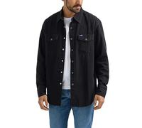 Wrangler Men's Denim Collection Snap Shirt, Black Denim, Medium