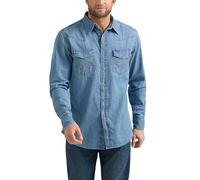 Wrangler Men's Denim Collection Snap Shirt, Light Wash Denim, Medium
