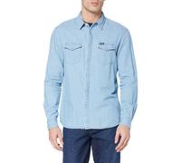 Wrangler Men's Denim Shirt Shirt, Light Indigo, XXL