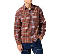 Wrangler Men's Frayed Plaid Shirt, Picante, L