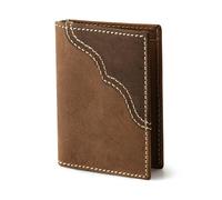 Wrangler Men's Leather Card Case Wallet with Money Clip, Cognac/Brown