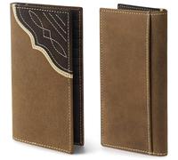 Wrangler Men's Leather Rodeo Wallet, Cognac/Brown Contrast Corner Patch, One Size