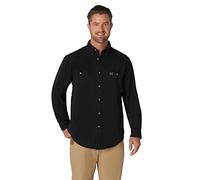 Wrangler Men's Logger Twill Long Sleeve Workshirt SHIRT, Black, L Tall
