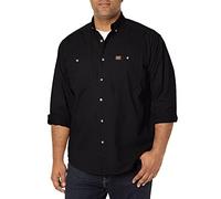 Wrangler Men's Logger Twill Long Sleeve Workshirt SHIRT, Black, M